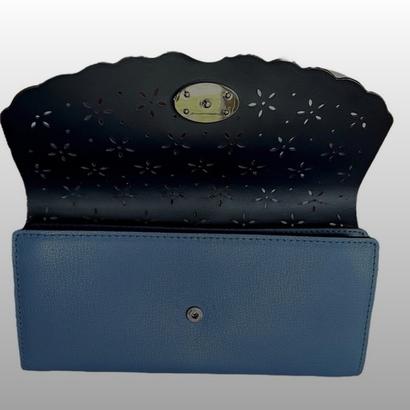 Coach Blue Slim Envelope Wallet Vintage Scallopped Edge - Picture 3 of 9